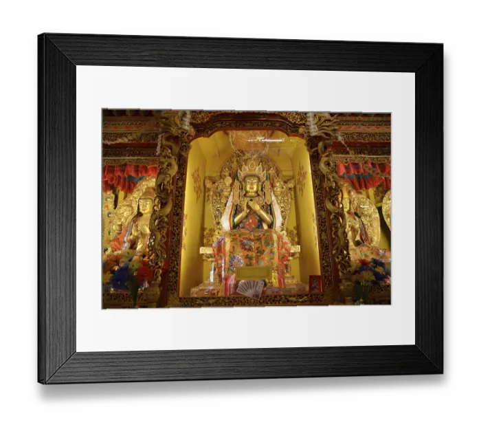 Framed Print : Tibetan Buddhism, illuminated Buddha figures