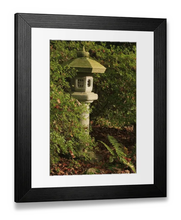 Framed Print : Stone lanterns are typical elements of Japanese gardens Framed Print : Stone lanterns are typical elements of Japanese gardens