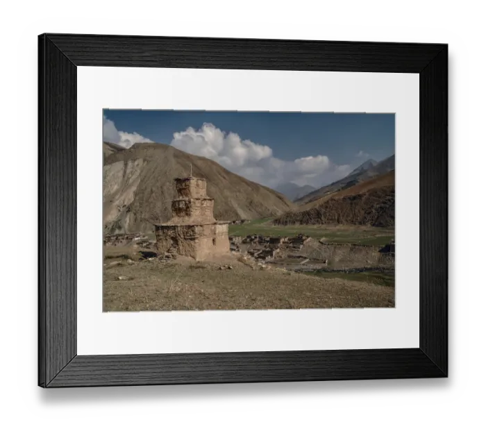 Framed Print : Scenic old shrine in Himalayas mountains in Nepal