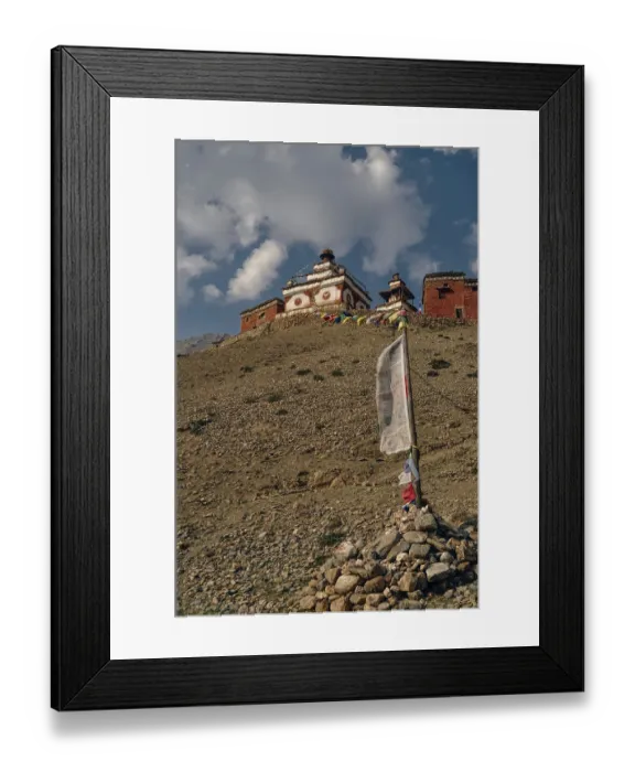 Framed Print : Picturesque old shrine in Himalayas mountains in Nepal Framed Print : Picturesque old shrine in Himalayas mountains in Nepal