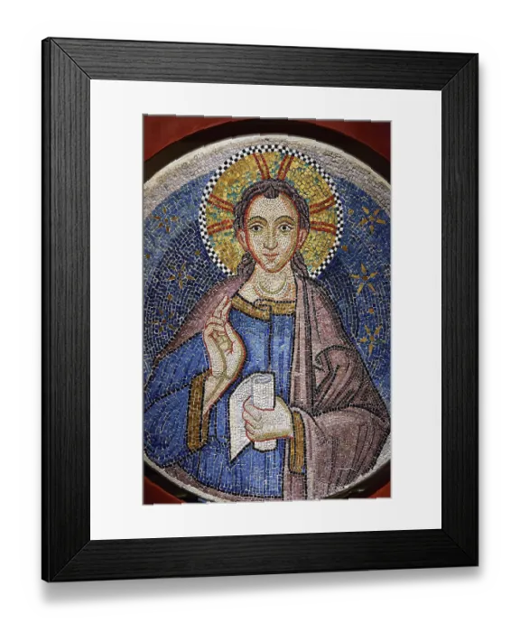 Framed Print : 14th Century Mosaic of Jesus Christ Emmanuel