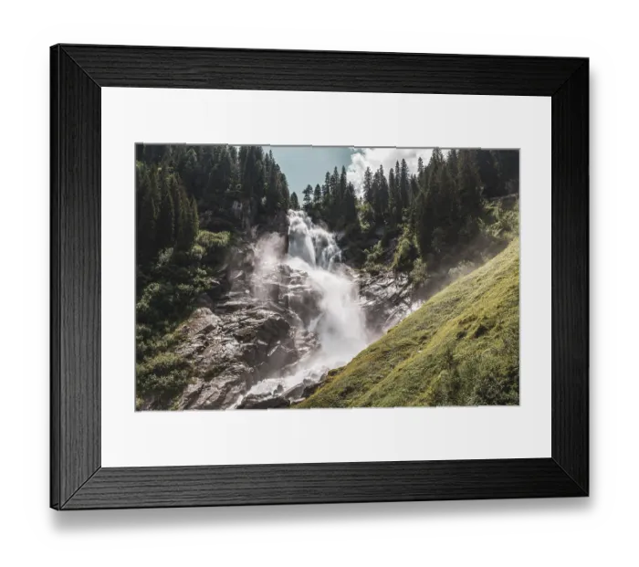 Framed Print : Panoramic view of the Krimmler waterfalls