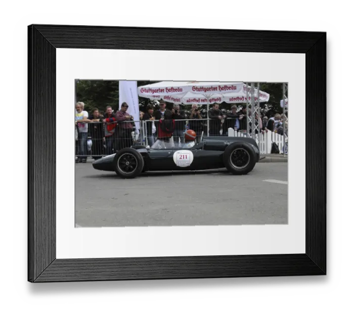 Framed Print : Vintage racing car at the starting line