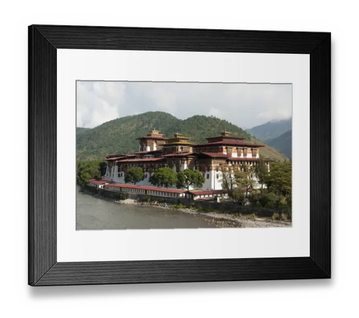 Framed Print : Tibetan Buddhism, fortess-monastery by the river Framed Print : Tibetan Buddhism, fortess-monastery by the river