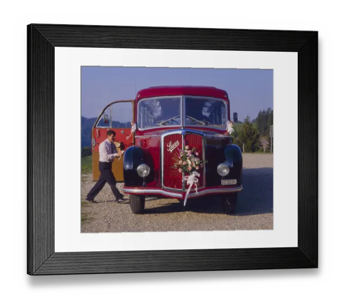 Framed Print : Saurer, bus, excursion by a historical bus