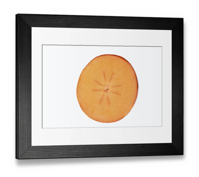 Framed Print : Japanese persimmon, halved fruit