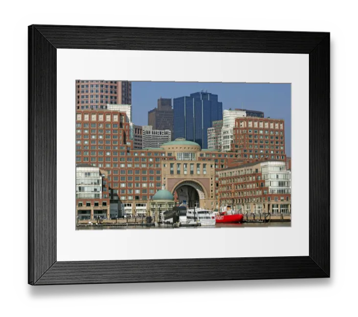 Framed Print : Skyline, Rowes Wharf, waterfront