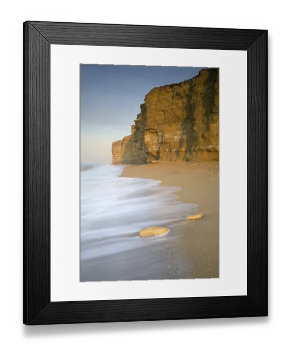 Framed Print : View of sandy beach and sea cliffs Framed Print : View of sandy beach and sea cliffs