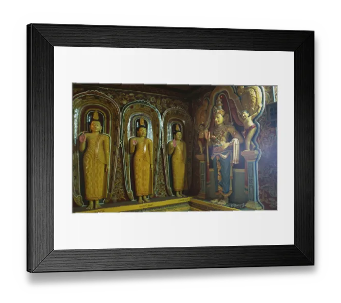 Framed Print : Buddhists statues at the monastry Mulkirigala in the south of Sri Lanka