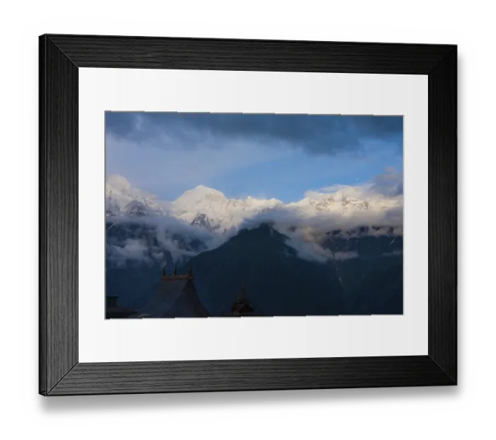 Framed Print : The beautiful snow capped peaks of the pilgrimage destination