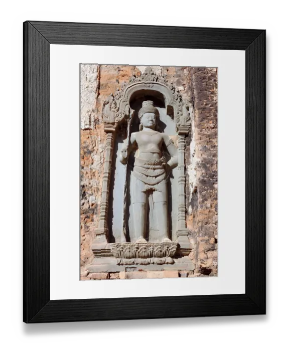 Framed Print : Dvarapala, guard figure, Preah Ko temple Framed Print : Dvarapala, guard figure, Preah Ko temple