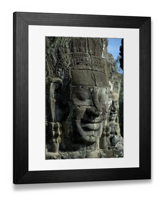 Framed Print : Monumental stone face, Avalokiteshvara and King Jajavaman VII