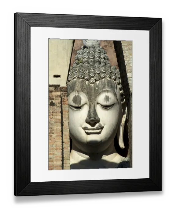 Framed Print : Statue, head, Wat Si Chum, Sukhothai Historical Park