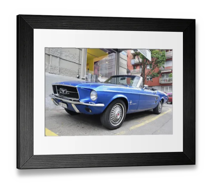 Framed Print : Auto, Oldtimer, Ford Mustang, Verkehr