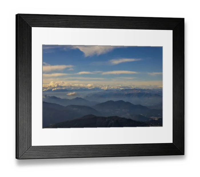 Framed Print : Aerial View over a Beautiful Mountainscape and And Snow Capped Mountain