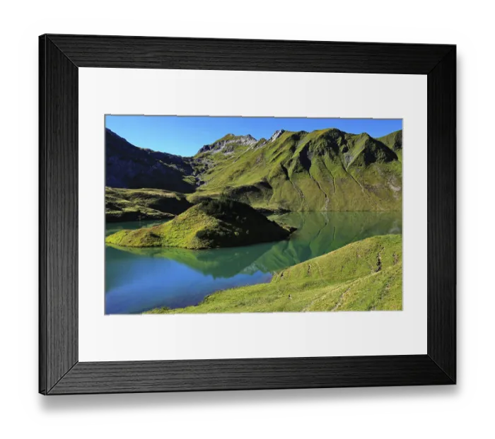 Framed Print : The Schrecksee is a small high-mountain lake with an impressive panorama