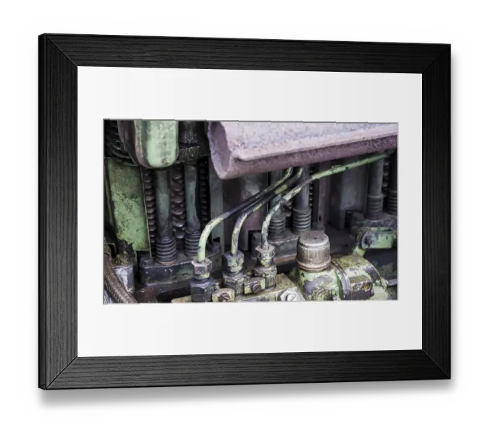 Framed Print : Detail of an old historic tractor old-timer motor