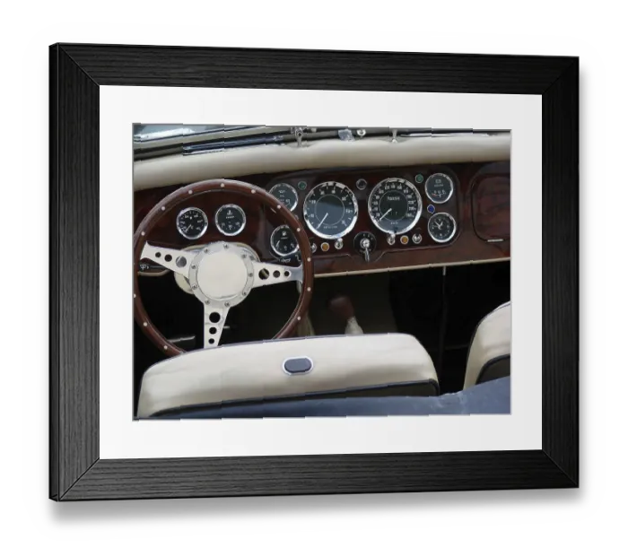 Framed Print : A vintage car cockpit view Framed Print : A vintage car cockpit view
