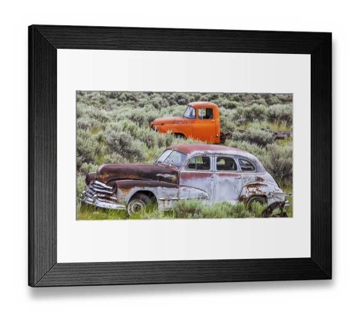 Framed Print : Vintage car near Kamloops British Columbia Canada