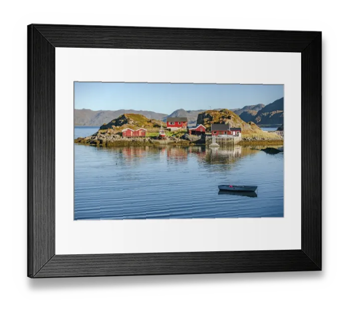 Framed Print : Houses on an island in the North Cape Framed Print : Houses on an island in the North Cape