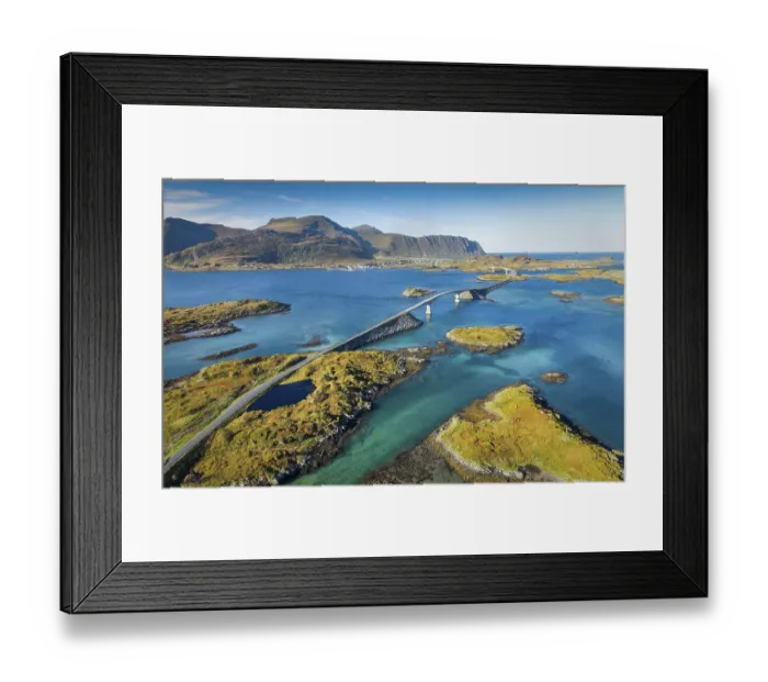 Framed Print : Aerial view of Stor Bridge, Fredwang Framed Print : Aerial view of Stor Bridge, Fredwang