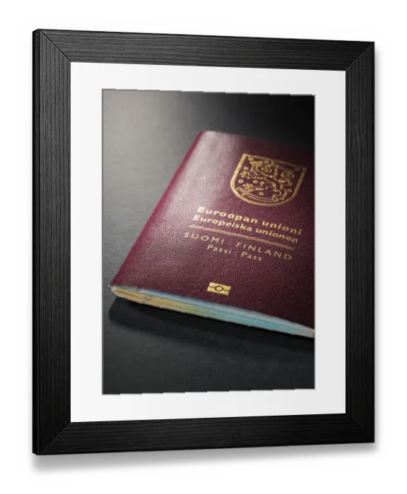 Framed Print : Closeup of Finnish Finland passport Framed Print : Closeup of Finnish Finland passport