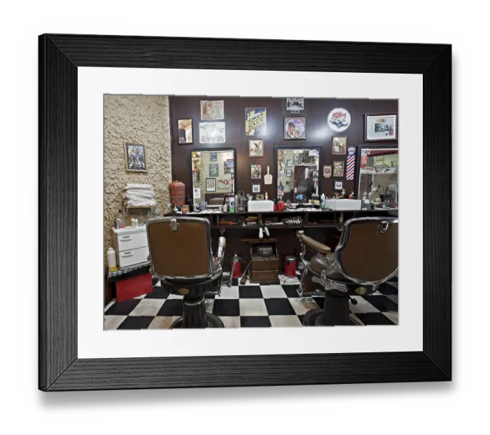 Framed Print : Old style barber shop downtown Sao Paulo, Brazil