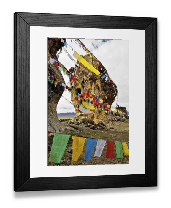 Framed Print : The Stone Couple and prayer flags