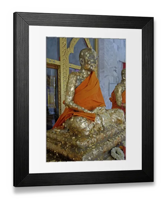 Framed Print : Statue of a monk covered with a golden plate Framed Print : Statue of a monk covered with a golden plate