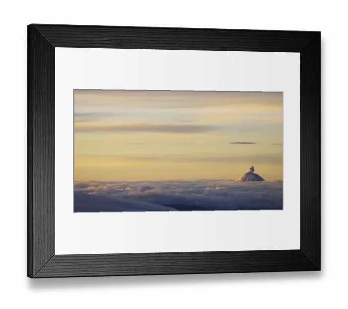 Framed Print : View of active stratovolcano at sunrise