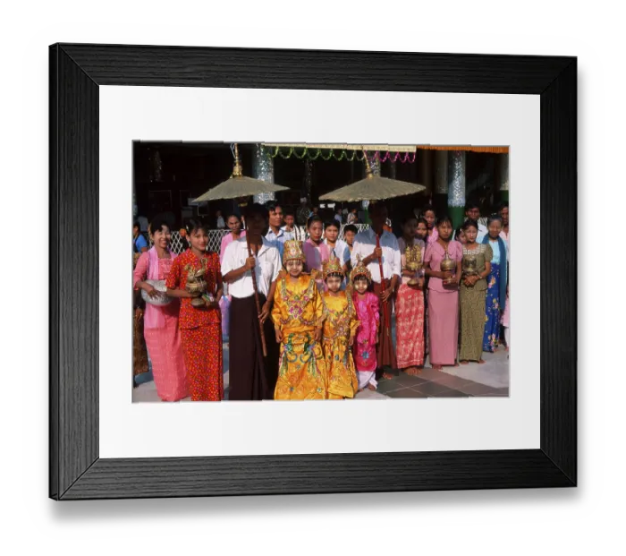 Framed Print : People at religious ceremony, Shwedagon Pagoda