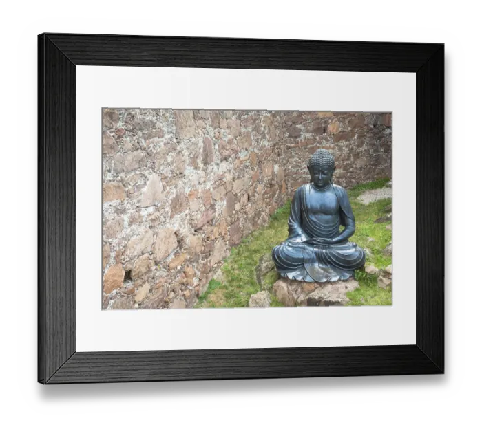 Framed Print : Meditating Buddha Statue, made of bronze