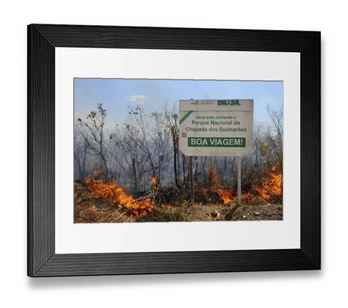 Framed Print : Bon voyage, National Park sign at a bushfire