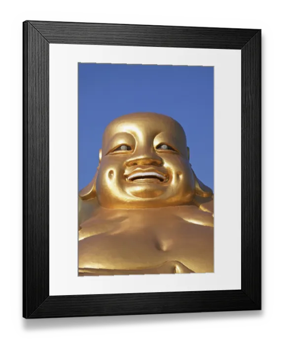 Framed Print : Fat golden Buddha statue, Wat Piyaram Temple