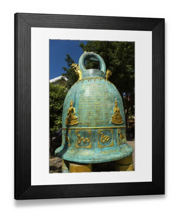 Framed Print : Wat Phrah Singh, huge bell in front of the temple Framed Print : Wat Phrah Singh, huge bell in front of the temple