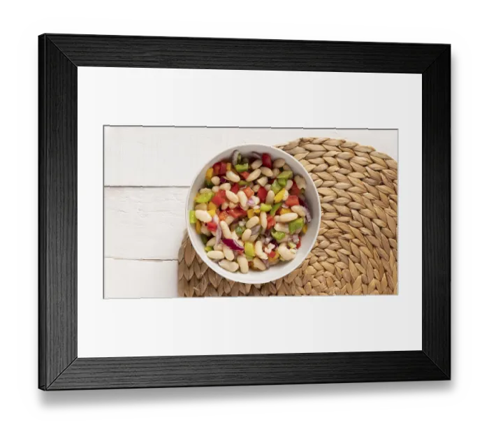Framed Print : Bean salad mix flat lay
