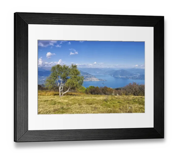 Framed Print : Lago Maggiore and Alps in Northern Italy from mountain Mottarone