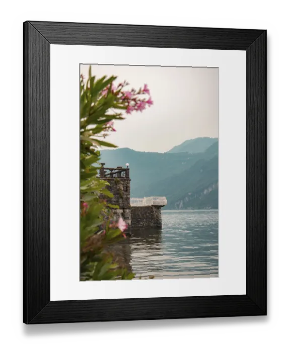 Framed Print : A jetty with a stone terrace juts out into Lake Como