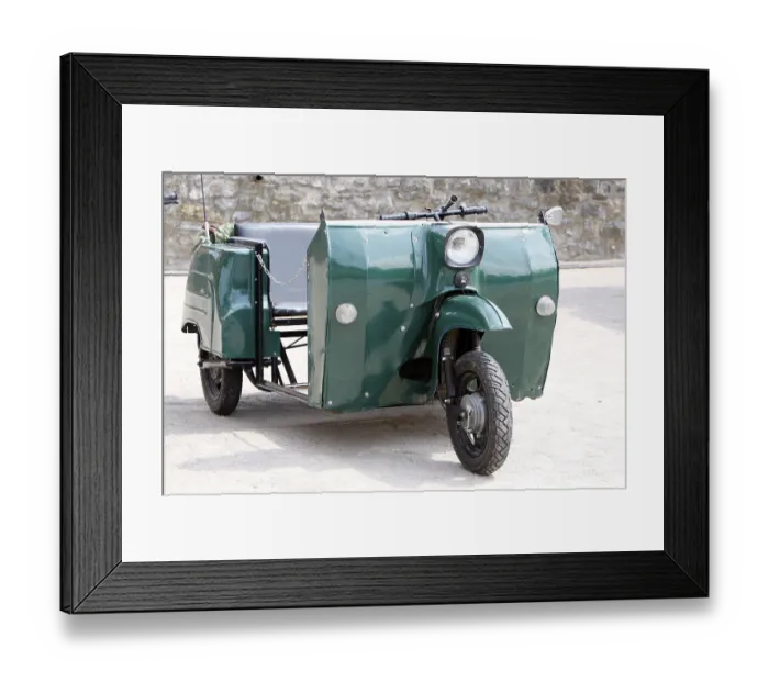 Framed Print : Green moped brand self-made Framed Print : Green moped brand self-made