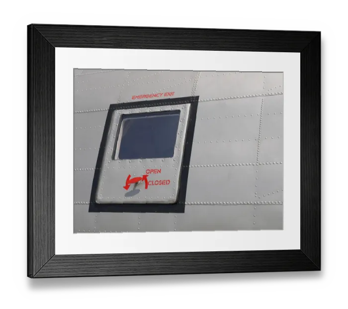 Framed Print : Emergency exit of the Mac Donnal Douglas DC3 Framed Print : Emergency exit of the Mac Donnal Douglas DC3