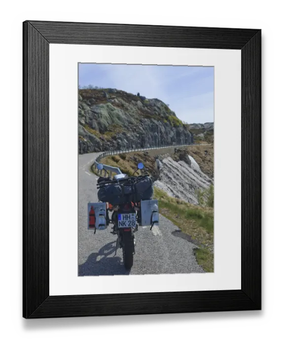 Framed Print : Enduro motorcycle by the roadside