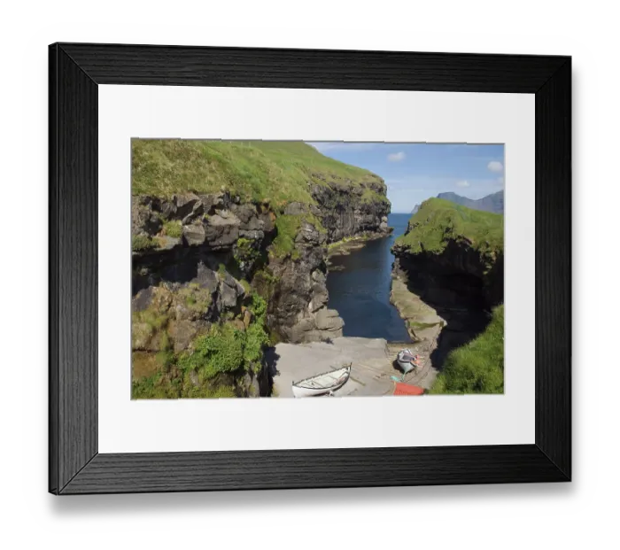 Framed Print : Jetty, Gjogv Gorge, Gjogv, Daladalur