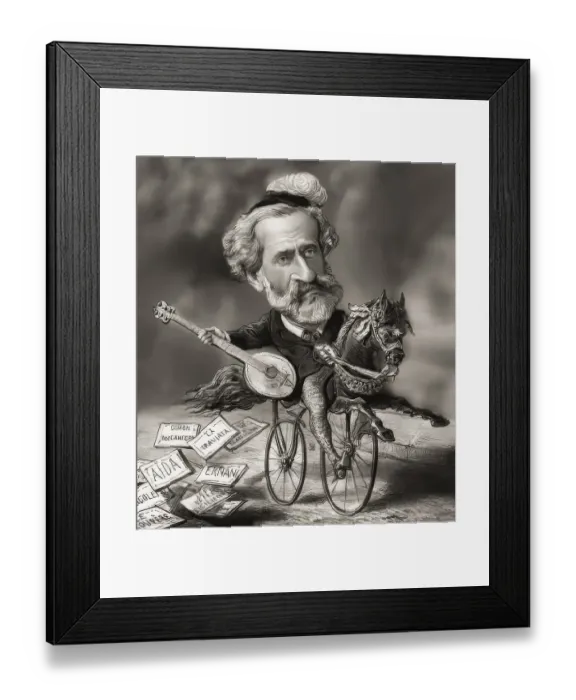 Framed Print : Caricature of Giuseppe Verdi, 1813 - 1901