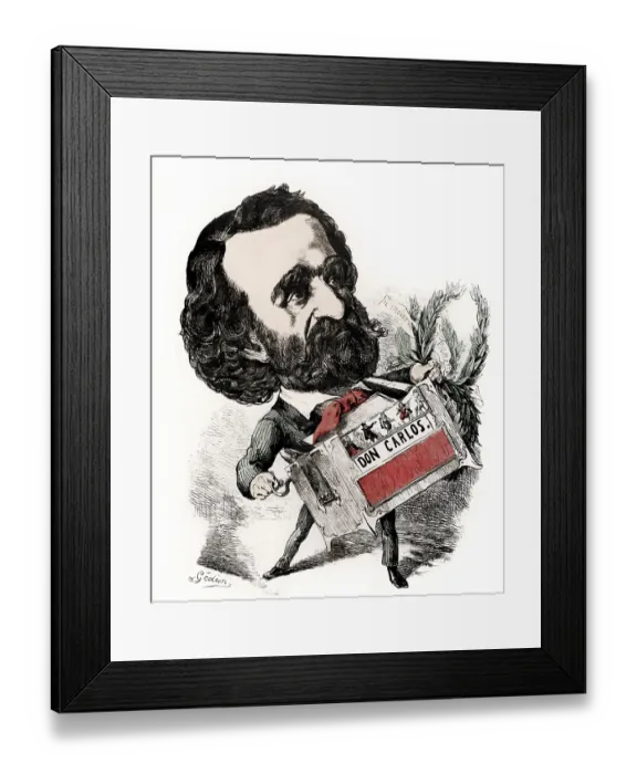Framed Print : Caricature of Giuseppe Verdi, 1813 - 1901