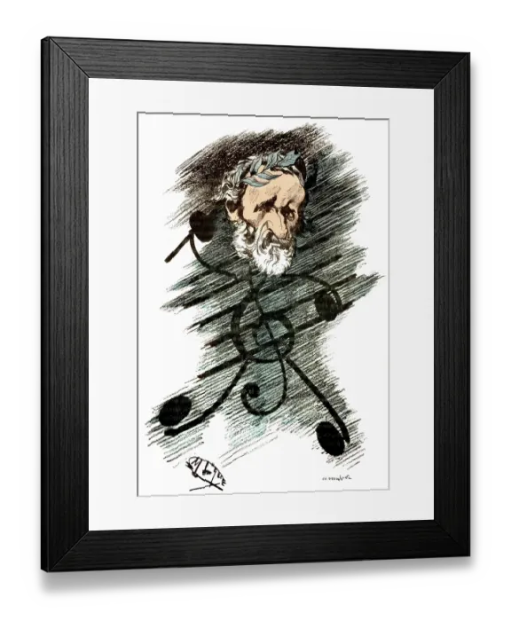 Framed Print : Caricature of Giuseppe Verdi, 1813 - 1901
