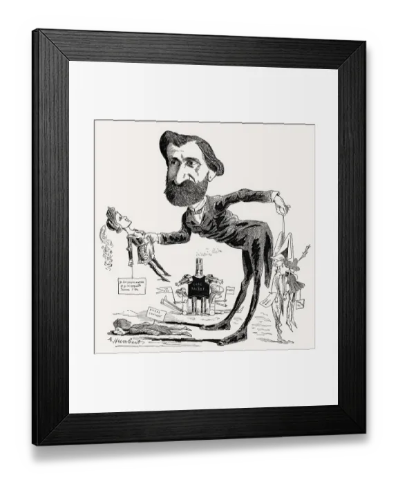 Framed Print : Caricature of Giuseppe Verdi, 1813 - 1901