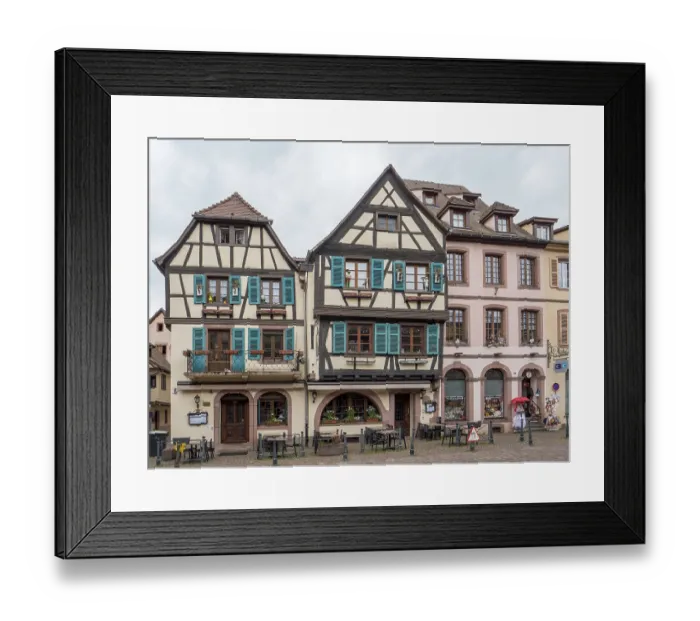 Framed Print : Half-timbered houses on the Rue du General de Gaulle