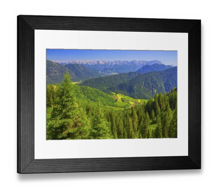 Framed Print : View from the Laber to Ettal and the Wetterstein mountains with the Zugspitze 2962m