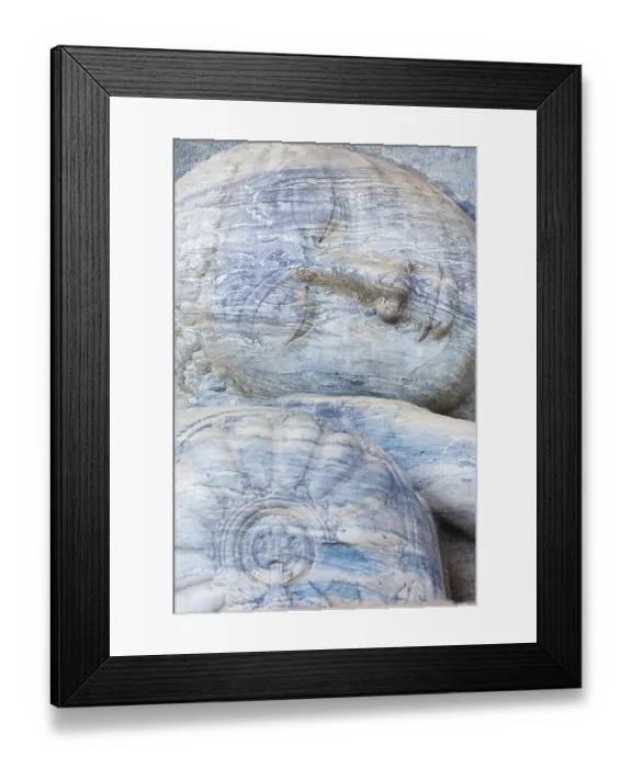Framed Print : A closeup of the monolithic reclining Buddha statue