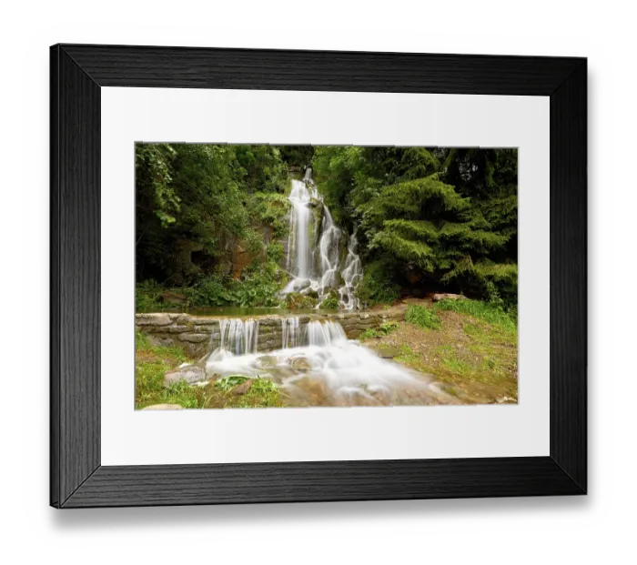 Framed Print : Romantic waterfall in mountains of Harz